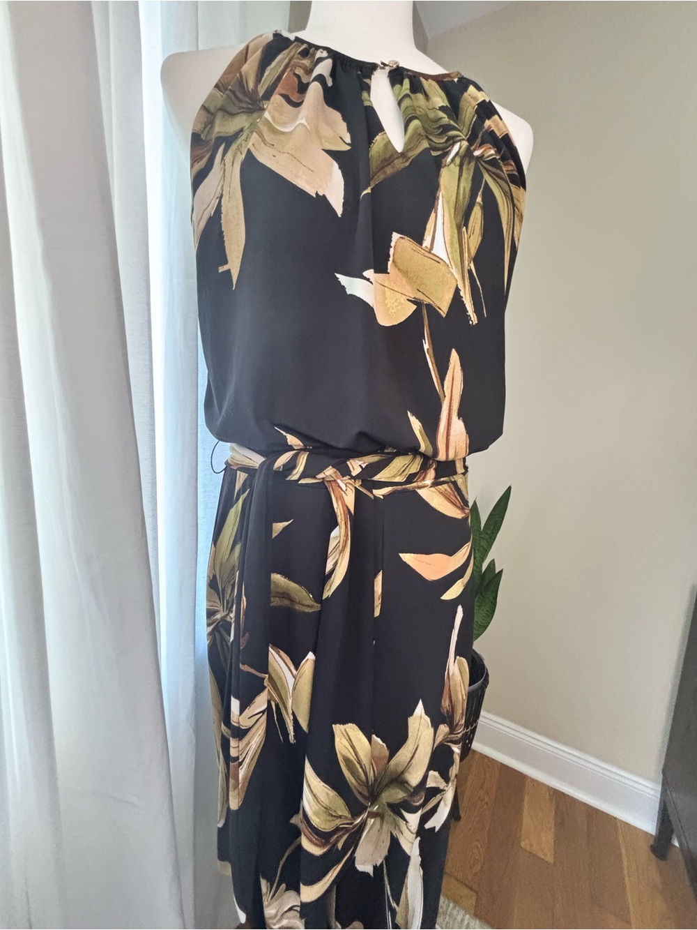 T Tahari Black Floral Halter Jumpsuit - Picture 2 of 6